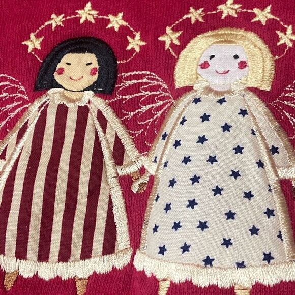 Vintage Top Stitch Morning Sun American Patriotic Angels Flags USA Sweatshirt XL - Picture 6 of 10